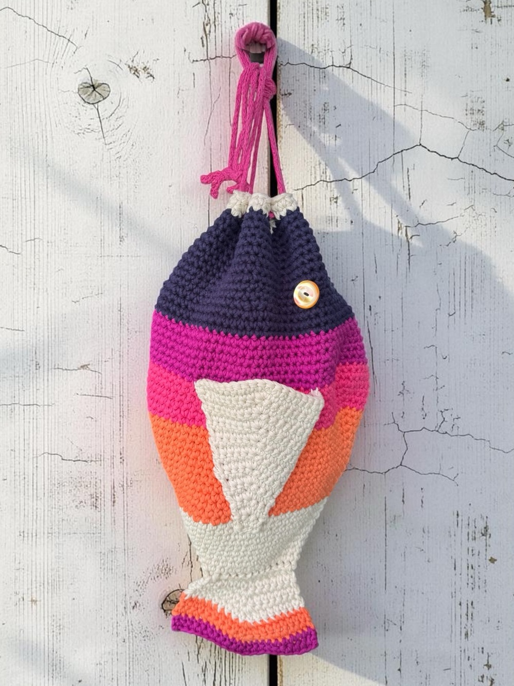 Handmade Colourful Crochet Fish-Shaped Bag